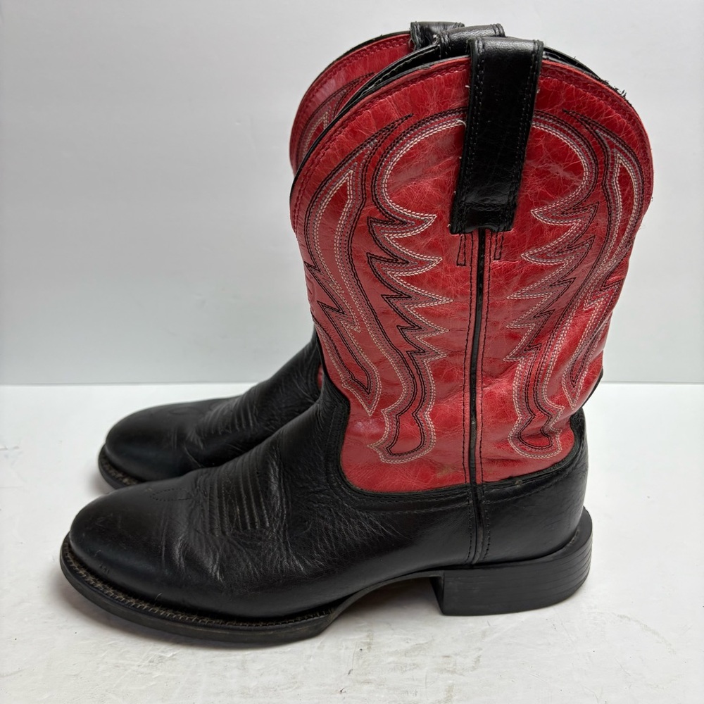 Ariat Red and Black Western Cowboy Western Boots Leather Mens size 7.5D